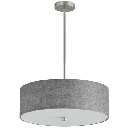 DAINOLITE 4 Light Incandescent Pendant Satin Chrome With Grey Shade 571-204P-SC-GRY